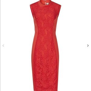 Reiss Riva Floral Lace Shift Dress Red